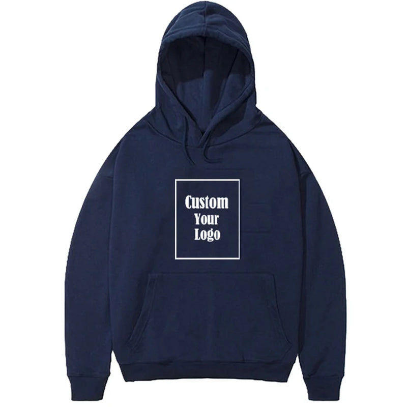 Men Sports Women Casual Hoodies Customize Your Logo Solid Color Pocket Hooded Fitness Fashio Unisex Pullovers Basic Sweatshirts-Gennys fashion