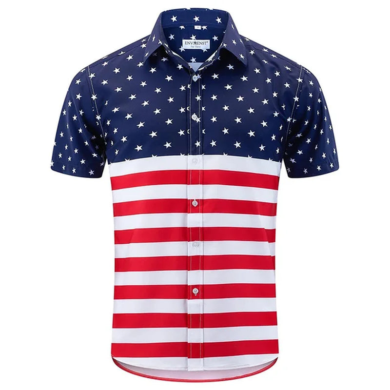 America Flag Graphic Shirts for Men Clothing 3D Printed Hawaiian Beach Shirts Short Sleeve Y2K Tops Vintage Clothes Lapel Blouse-Gennys fashion