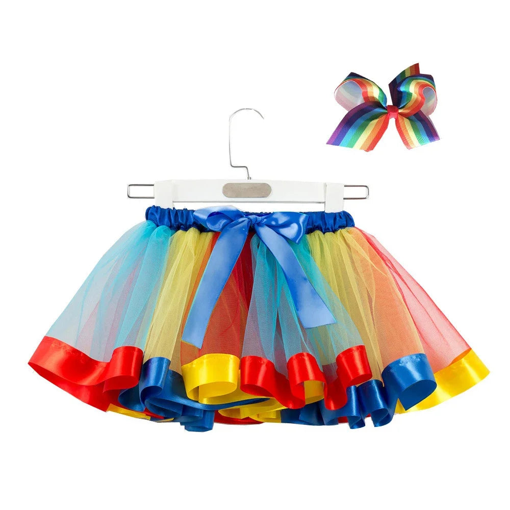 2024 New Tutu Skirt Baby Girls Clothes 12M-8Y Colorful Mini Pettiskirt Kids Party Dance Rainbow Tulle Skirts Children'S Clothing-Gennys fashion