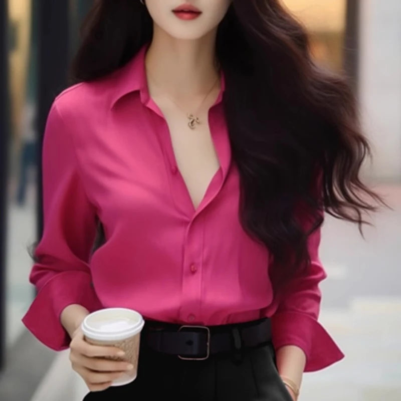 2024 Spring and Autumn Season New French Rose Unique Shirt Super Beautiful Top Popular Commuter Simple Style Small Shirt for Wom-Gennys fashion