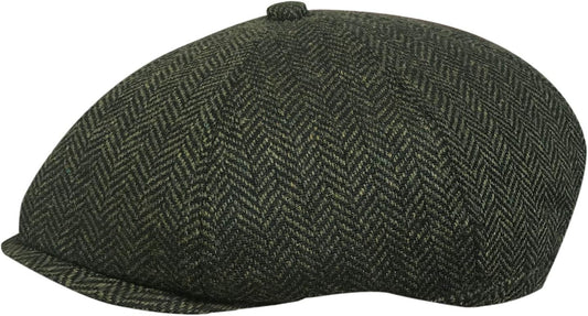 ® Unisex Mens, Ladies 8 Panel Herringbone Tweed Wool Blend Baker Boy Newsboy Flat Gatsby Hat Cap-Gennys fashion