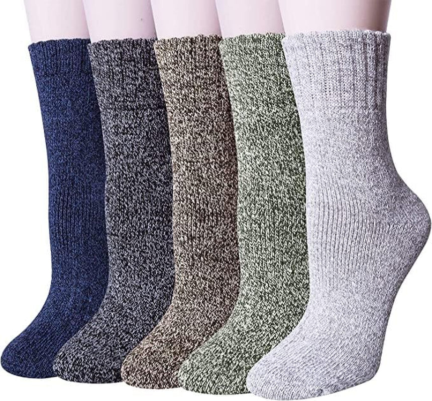 Premium Wool Blend 5 Pairs Men'S Thermal Socks – Comfortable Heated Winter Warm Thick Boot Socks for Men | Cosy Comfy Knit Soft Crew Work Men'S Sock | Breathable Insulated for Cold Weather