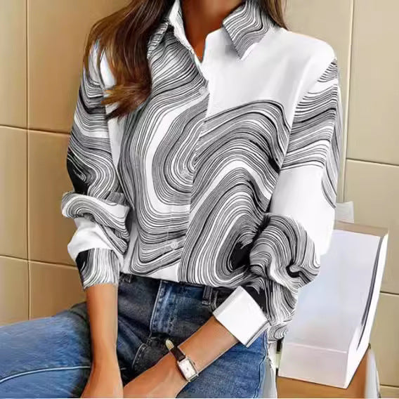 Ink Painting Long Sleeve Blouse