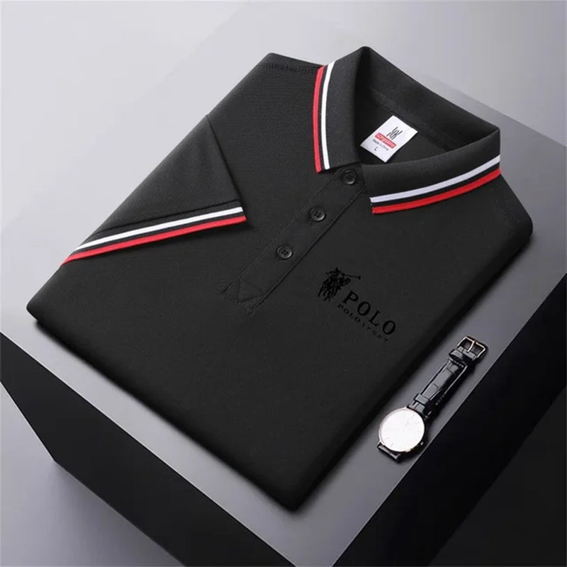 Men Breathable T-Shirt Business and Leisure POLO Shirt Summer New Fashion Short Sleeve Clothes Solid Color Comfortable Pullovers-Gennys fashion