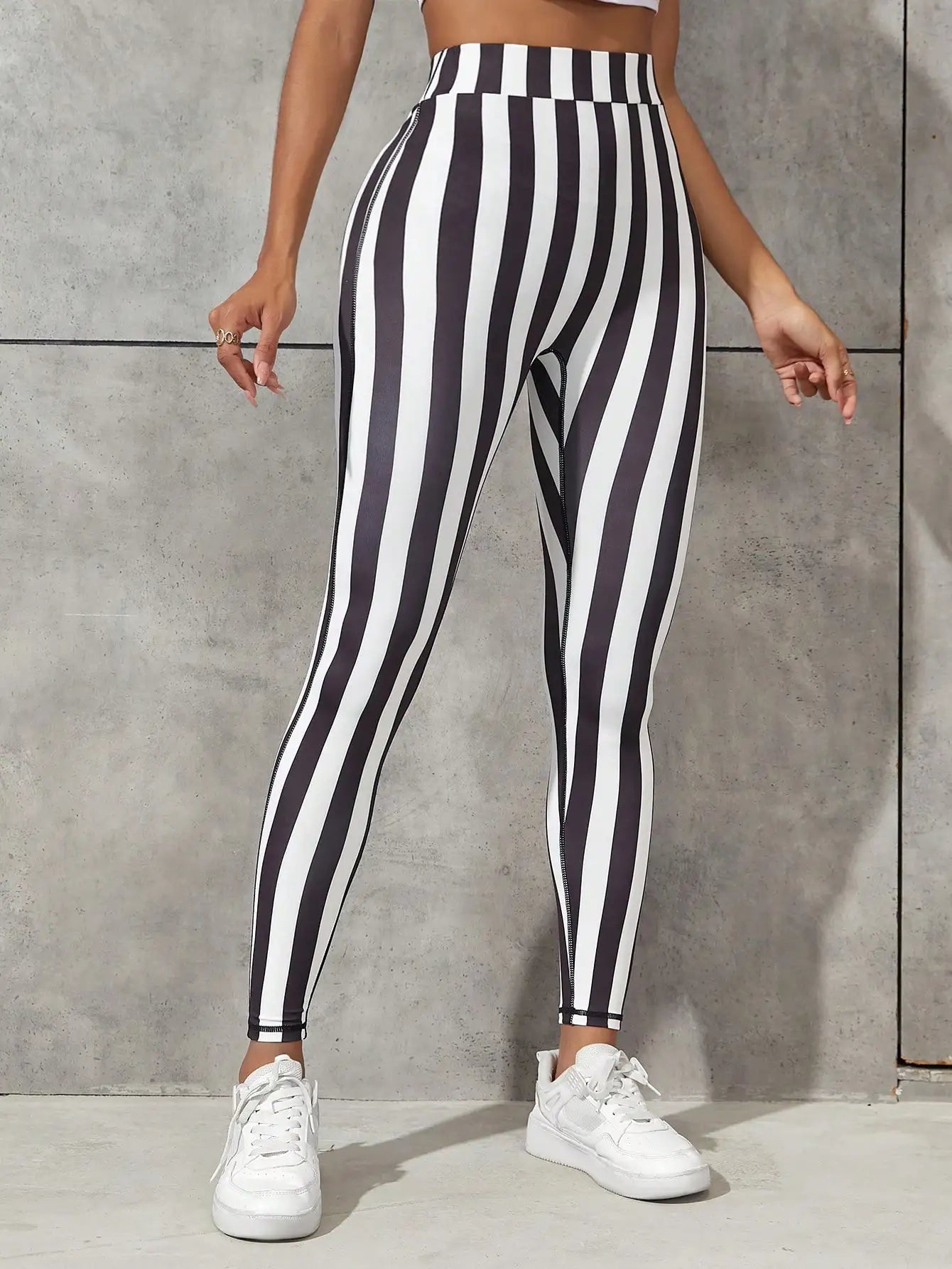 2023 Women Fashion High Waist Striped Printed Leggings Casual Female Yoga Running Fitness Skinny Trouser-Gennys fashion