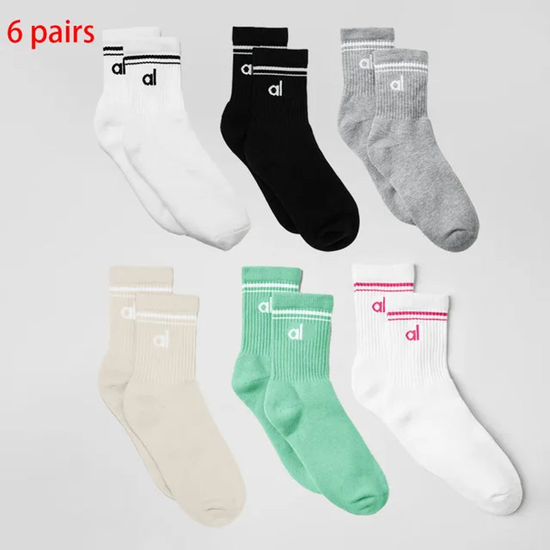 AL Goddess Sports Yoga Solid Color Cotton Socks Vintage Long Sock Yoga Pilates Fitness Women'S Fashion Socks Yoga Long Socks-Gennys fashion