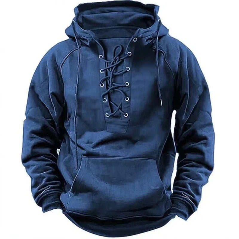 Fashion Drawstring Sweatshirt Men Clothing Vintage Loose Pullovers Shirts Male Autumn Winter Long Sleeve Hoodie Tops Streetwear-Gennys fashion