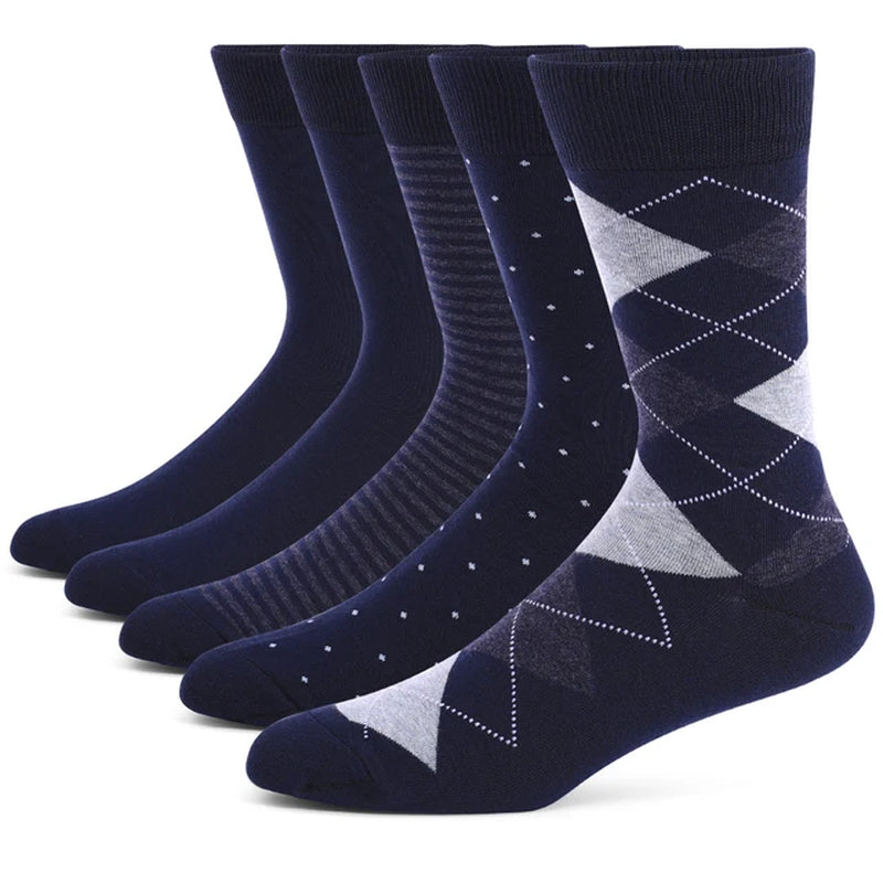  Men's Black Argyle Cotton Dress Socks