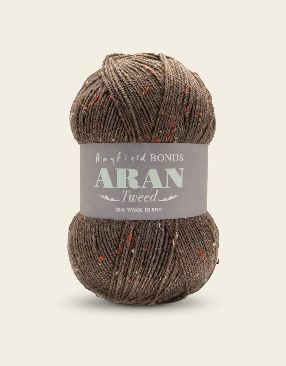 Hayfield Bonus Aran Tweed, Chestnut Tweed (624), 400G by Brown F011-0624-Gennys fashion