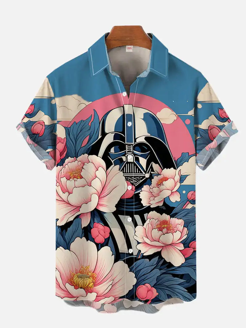 2024 Fashion Ukiyo-E Tropical Floral and Sci-Fi Space Samurai Printing Turndown Collar Hawaiian Short Sleeve Shirt Casual Shirts-Gennys fashion