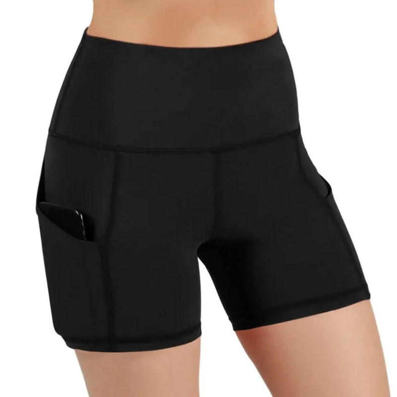 Fashion Women'S Shorts with Pocket High Waist Elastic Yoga Leggings Gym Running Sport Fitness Short Pants-Gennys fashion