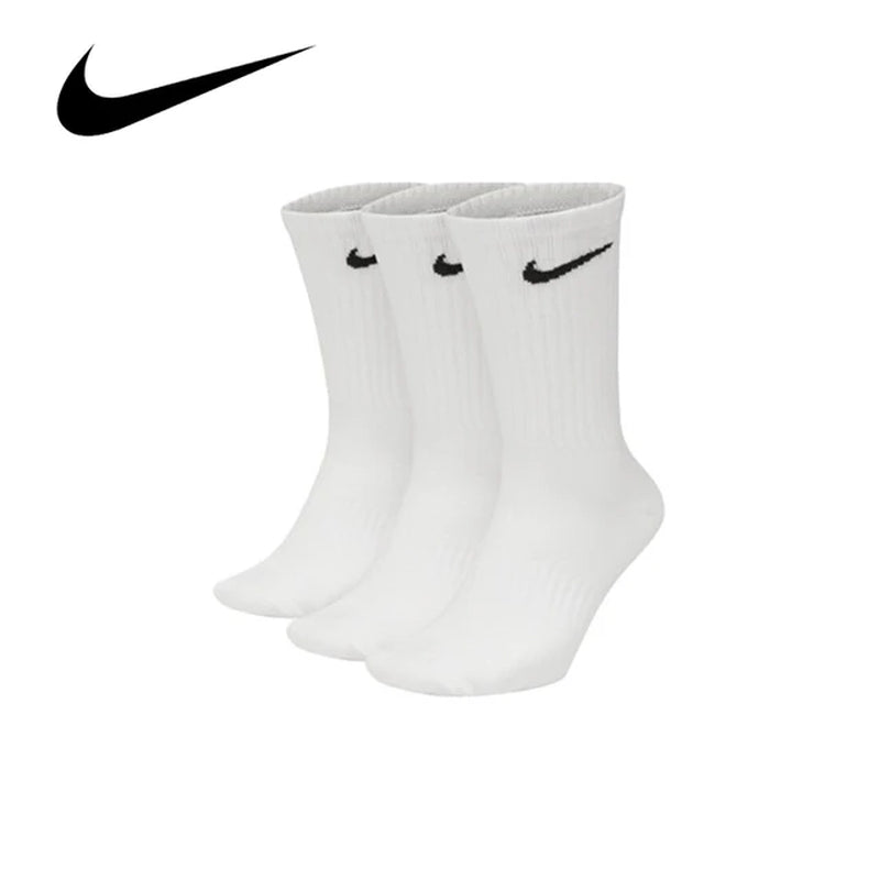 Original Everyday Lightweight Unisex Sports Socks Men'S and Women'S 3 Pairs Train Middle Barrel White Socks S M L XL SX7676-Gennys fashion