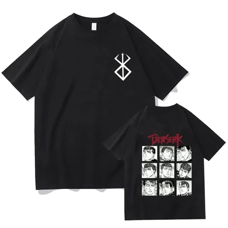 Berserk T Shirts Guts Funny T Shirt Men Cool Manga Graphic T-Shirt Japanese Anime Women Cotton Harajuku Manga Hip Hop Tops Tees-Gennys fashion