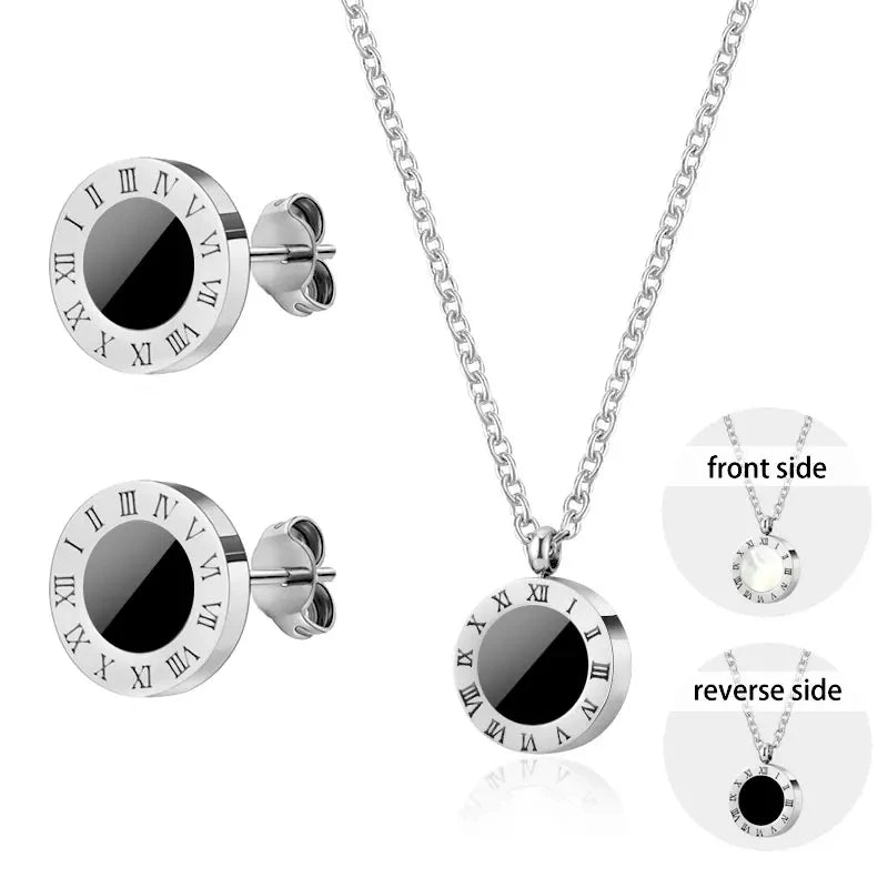 Numeral Shell Pendant Jewelry Set-Gennys fashion