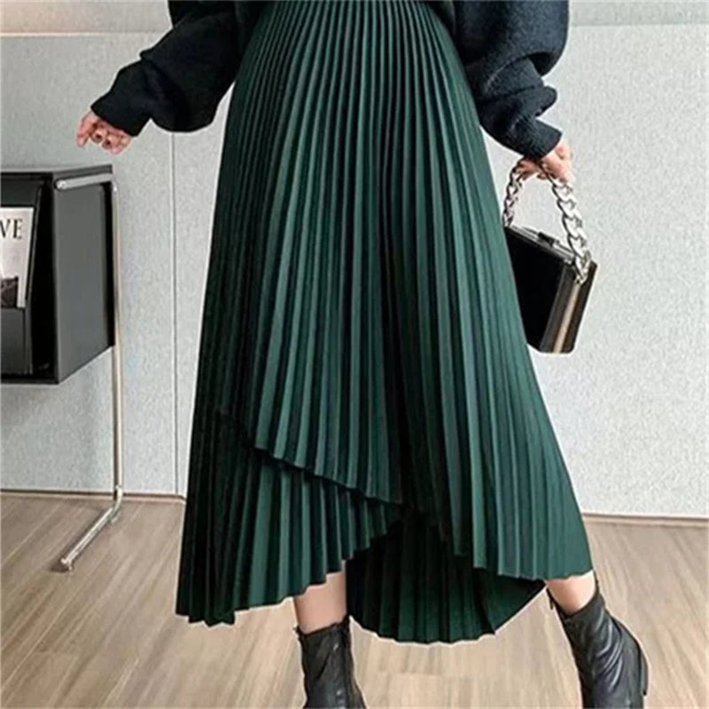 Elegant Mid-Length All-Match High-Waist Slimming Flocking Floral Mesh Long Gauze Skirts Women 2023 Autumn Winter High Waisted-Gennys fashion