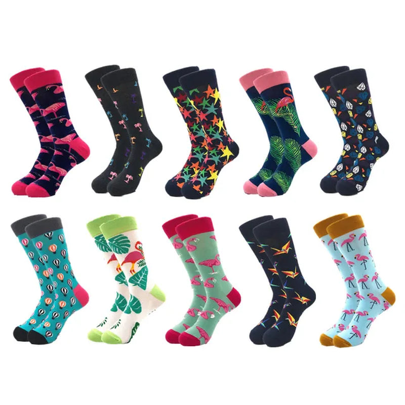 10Pairs/Lot Brand Quality Mens Socks Combed Cotton Colorful Happy Funny Sock Autumn Winter Warm Casual Long Men Compression Sock-Gennys fashion