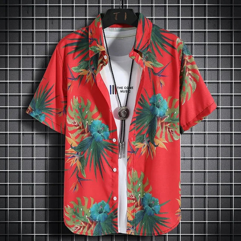 Hawaiian Beach Shirts Men'S Short-Sleeved Casual Shirts Seaside Vacation Quick-Drying Clothes Loose Floral Tops-Gennys fashion