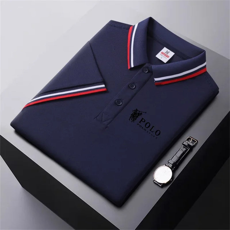 Men Breathable T-Shirt Business and Leisure POLO Shirt Summer New Fashion Short Sleeve Clothes Solid Color Comfortable Pullovers-Gennys fashion