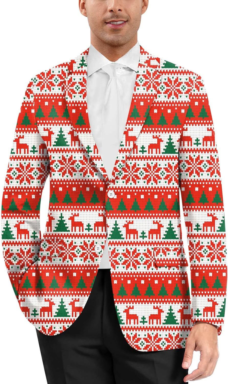 Blazer Jacket Fashion Casual Christmas Funny Santa Claus Printed L-Gennys fashion