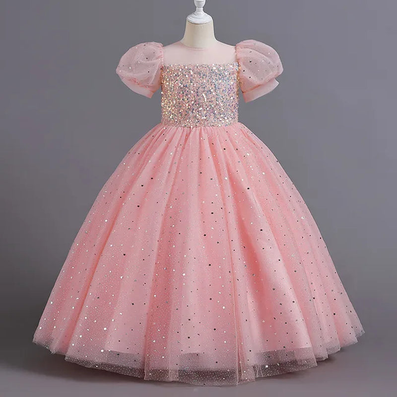 4-14T Girls' Embroidery Wedding Dress Flower Girl Party Luxury Dress Girls' Big Bowknot Fashion Show Fluffy Formal Lace Dress-Gennys fashion