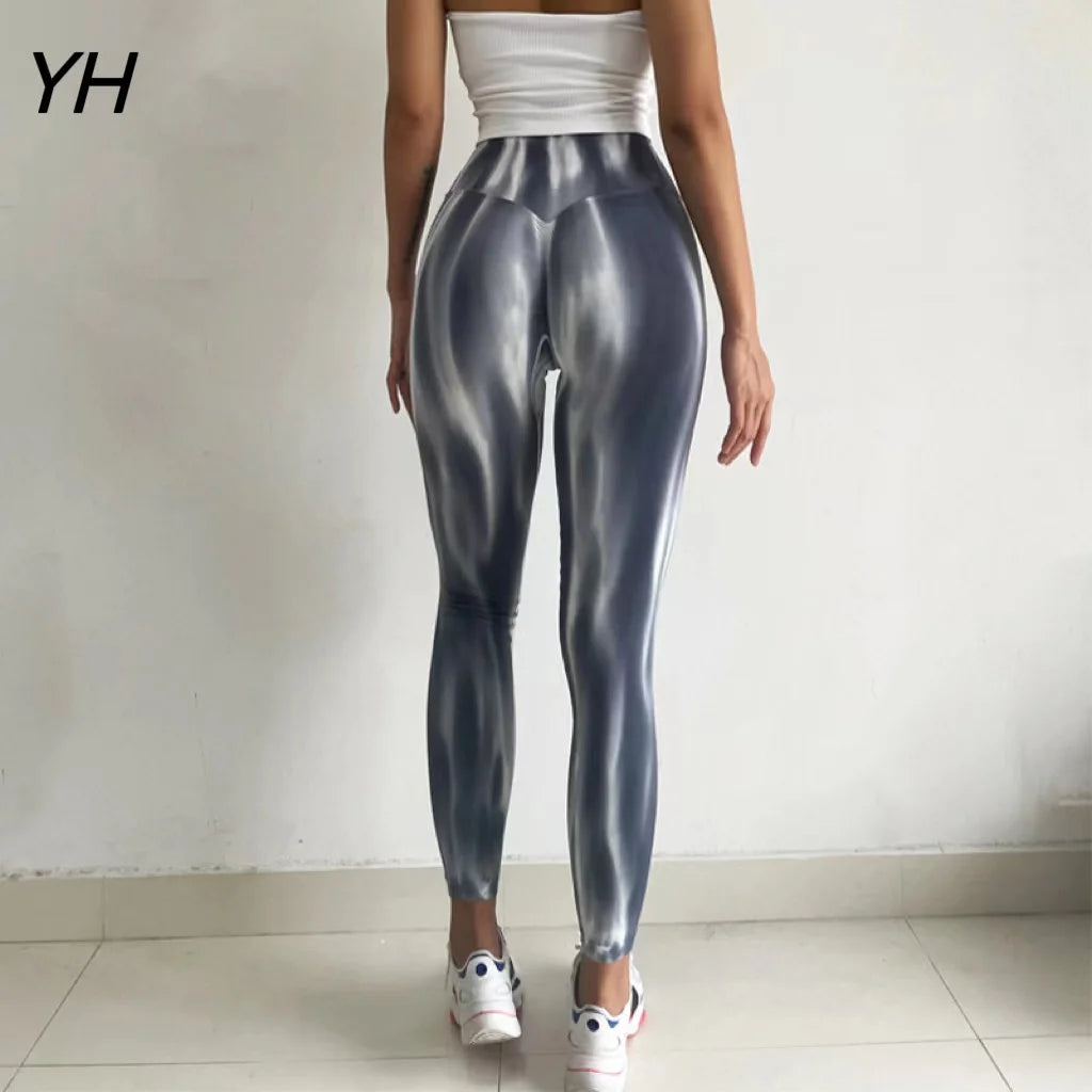 Tie Dye Seamless Leggings Scrunch Butt Lifting Legging Push up Workout Elastic Tights Booty High Waist Yoga Pants Gym Leggings-Gennys fashion