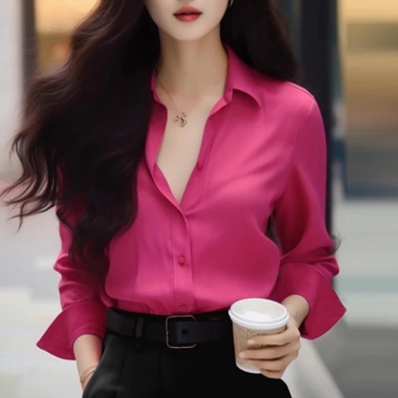 2024 Spring and Autumn Season New French Rose Unique Shirt Super Beautiful Top Popular Commuter Simple Style Small Shirt for Wom-Gennys fashion