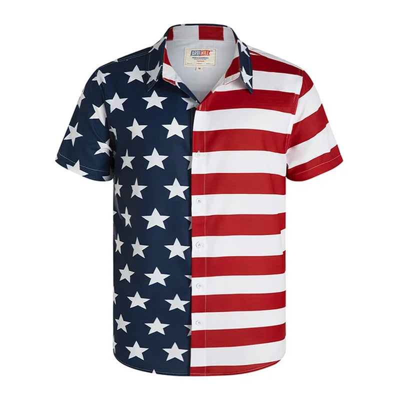 America Flag Graphic Shirts for Men Clothing 3D Printed Hawaiian Beach Shirts Short Sleeve Y2K Tops Vintage Clothes Lapel Blouse-Gennys fashion