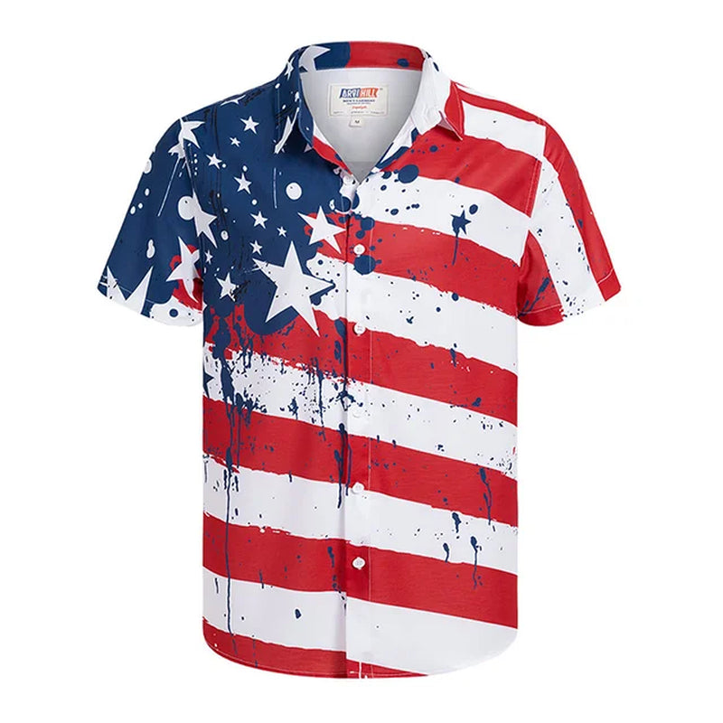 America Flag Graphic Shirts for Men Clothing 3D Printed Hawaiian Beach Shirts Short Sleeve Y2K Tops Vintage Clothes Lapel Blouse-Gennys fashion