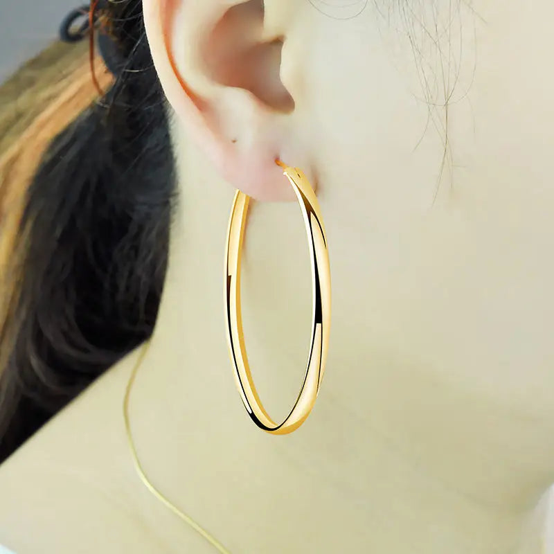 24K Gold-Plated Hoop Earrings-Gennys fashion