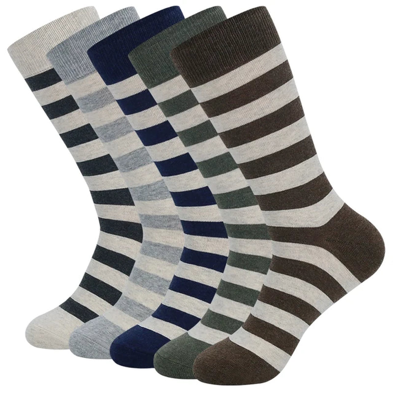 5 Pairs Mens Dress Socks plus Large Size，High Quality Combed Cotton Crew Socks，Black Cool Argyle Breathable Casual Socks for Men-Gennys fashion