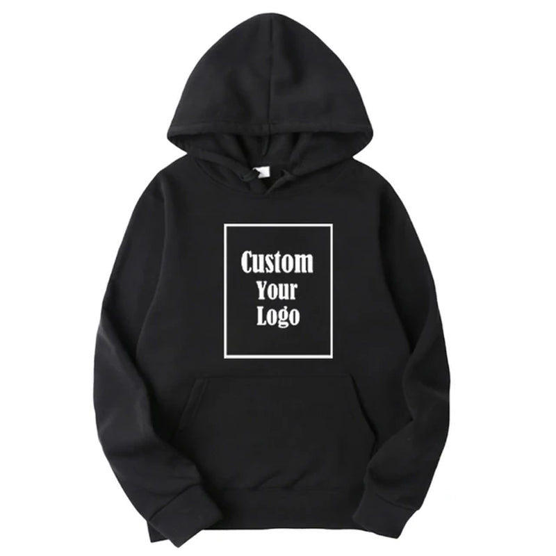 Men Sports Women Casual Hoodies Customize Your Logo Solid Color Pocket Hooded Fitness Fashio Unisex Pullovers Basic Sweatshirts-Gennys fashion