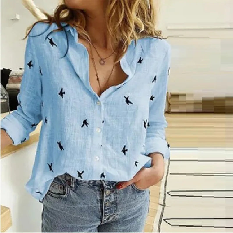 Leisure White Yellow Shirts Button Lapel Cardigan Top Lady Loose Long Sleeve Oversized Shirt Womens Blouses Autumn Blusas Mujer-Gennys fashion