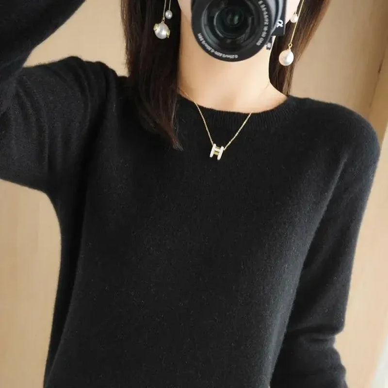 2024 Women Sweater Spring Autumn Long Sleeve O-Neck Pullovers Warm Bottoming Shirts Korean Fashion Sweater Knitwear Soft Jumpers-Gennys fashion