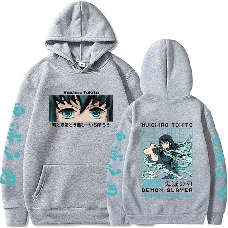 Demon Slayer Japan Anime Hoodie for Men and Women Harajuku Muichiro Tokito Graphic Printing Sweatshirt plus Size Female Pullover-Gennys fashion