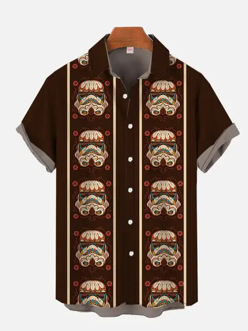 2024 Fashion Ukiyo-E Tropical Floral and Sci-Fi Space Samurai Printing Turndown Collar Hawaiian Short Sleeve Shirt Casual Shirts-Gennys fashion