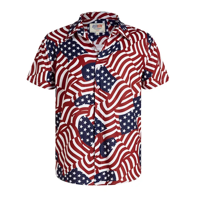 America Flag Graphic Shirts for Men Clothing 3D Printed Hawaiian Beach Shirts Short Sleeve Y2K Tops Vintage Clothes Lapel Blouse-Gennys fashion