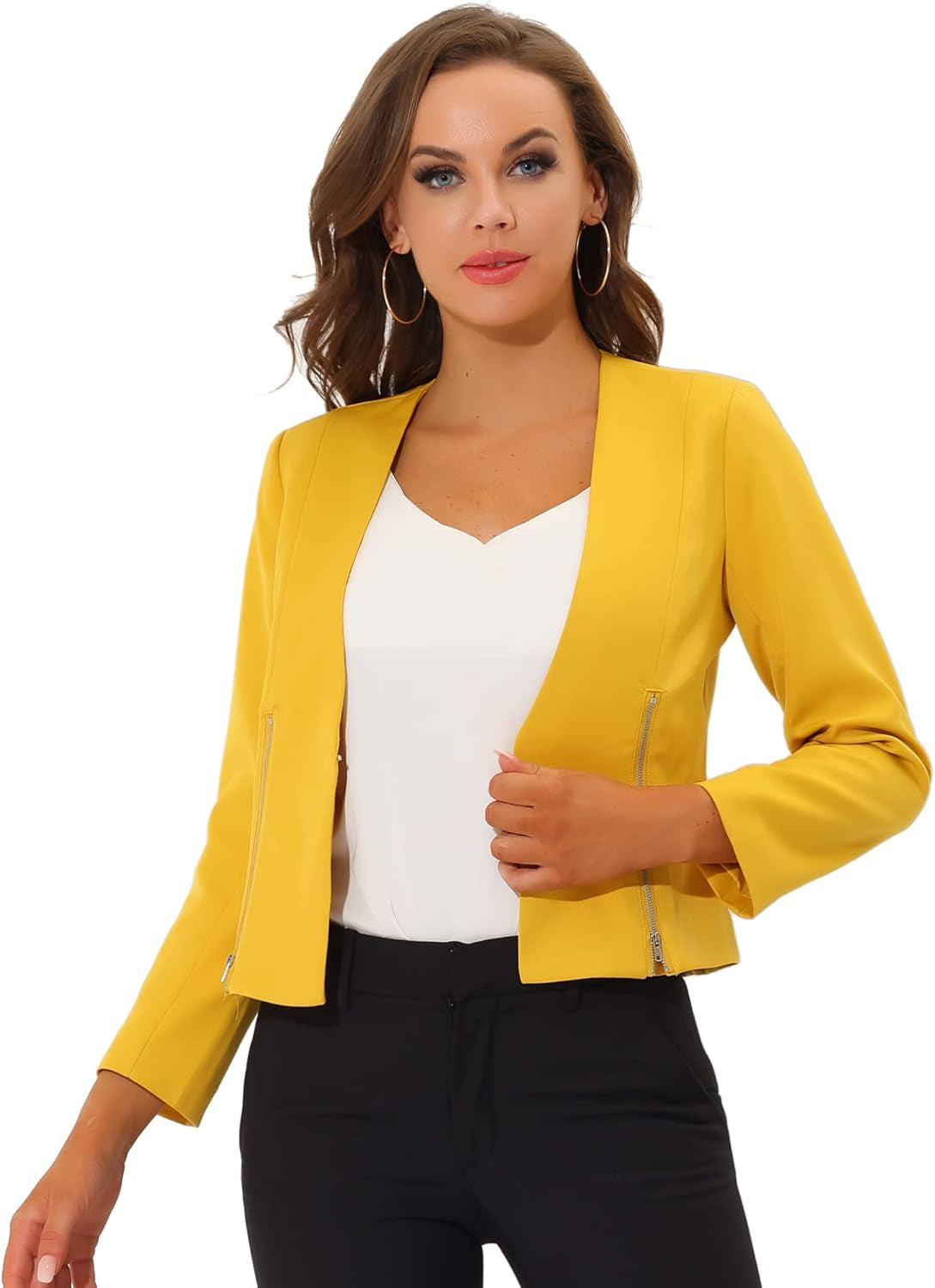 Zip Decor Crop Blazer