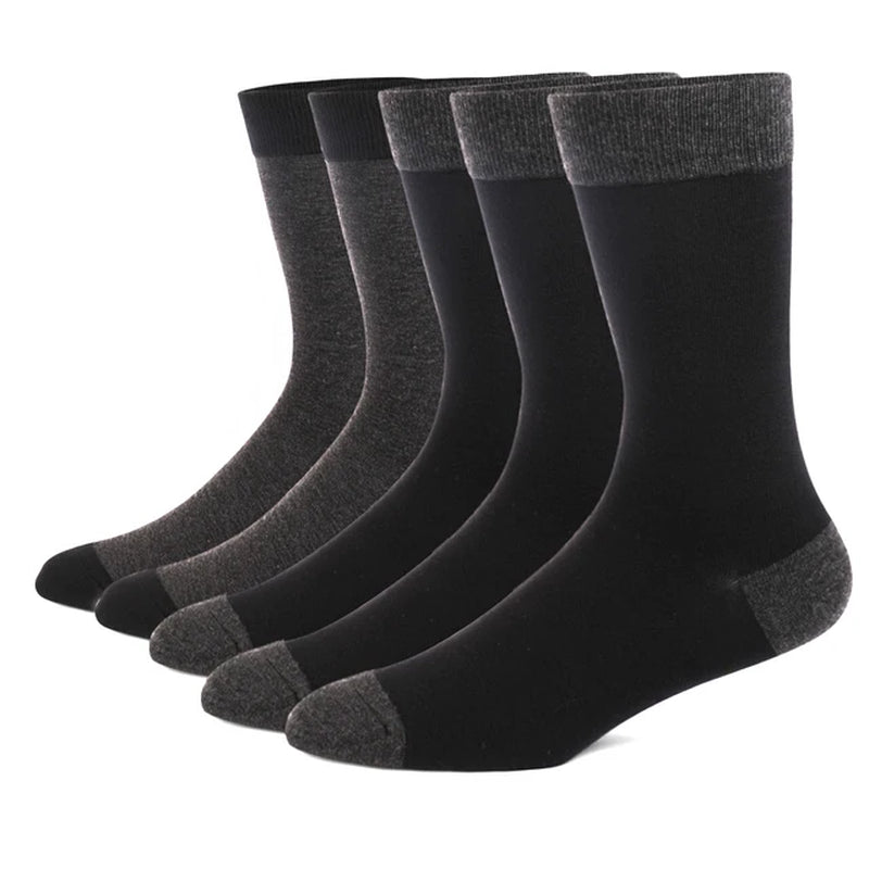 5 Pairs Mens Dress Socks plus Large Size，High Quality Combed Cotton Crew Socks，Black Cool Argyle Breathable Casual Socks for Men-Gennys fashion