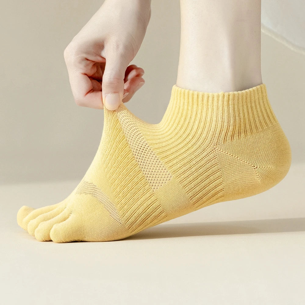 5 Pairs Five Fingers Socks Women Cotton Mesh Summer Toe Socks Sports Anti-Slip Low Cut Ankle Socks with with Separate Fingers-Gennys fashion