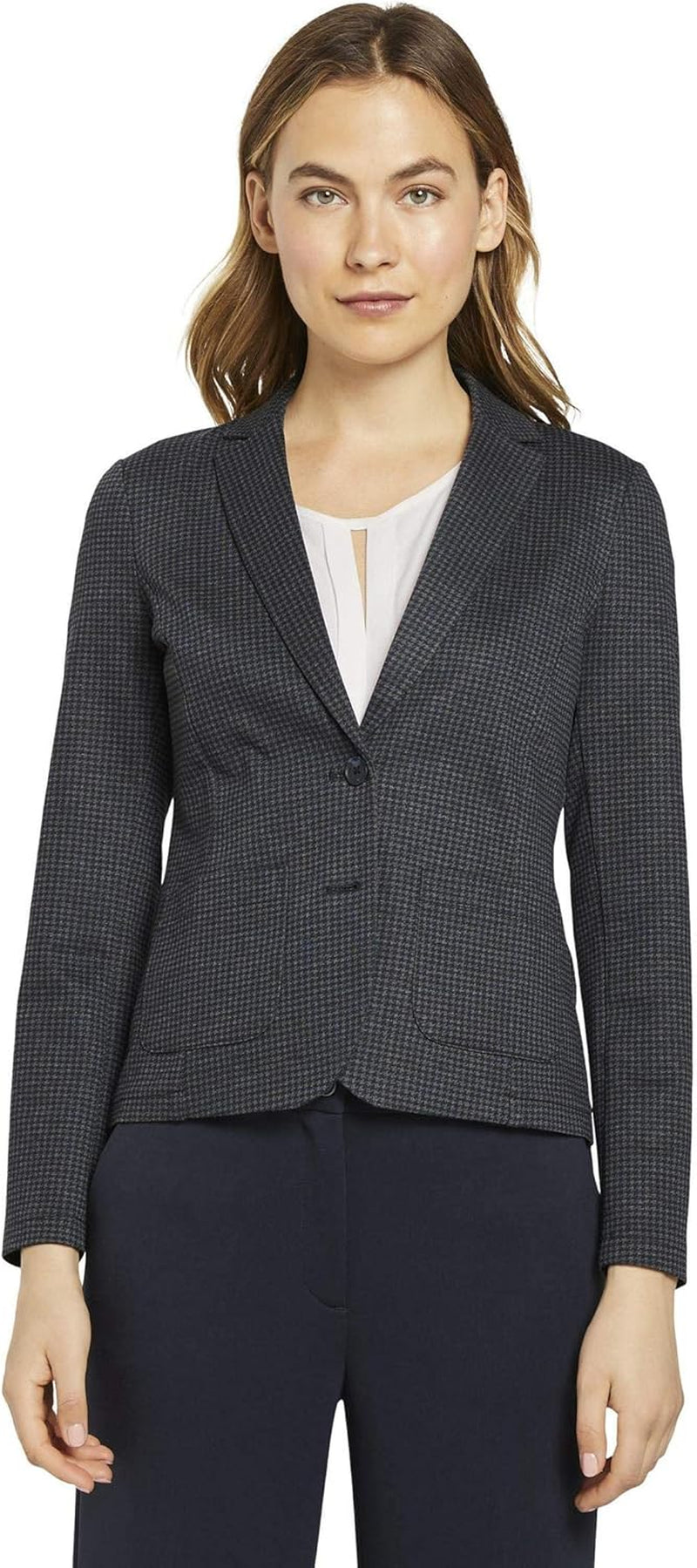 Women'S Slim Fit Blazer with Houndstooth Pattern-Gennys fashion