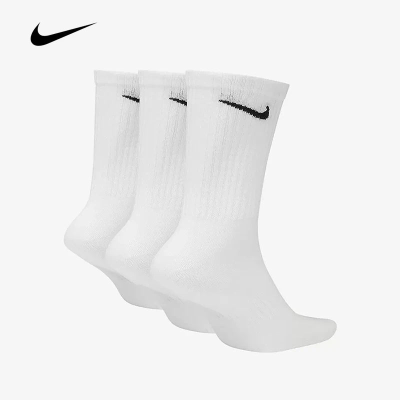 Original Everyday Lightweight Unisex Sports Socks Men'S and Women'S 3 Pairs Train Middle Barrel White Socks S M L XL SX7676-Gennys fashion