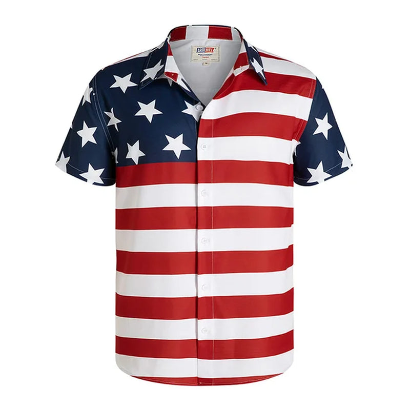 America Flag Graphic Shirts for Men Clothing 3D Printed Hawaiian Beach Shirts Short Sleeve Y2K Tops Vintage Clothes Lapel Blouse-Gennys fashion