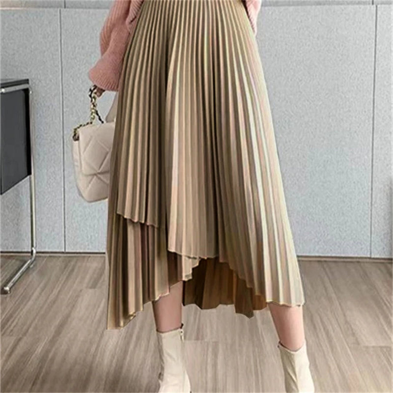 Elegant Mid-Length All-Match High-Waist Slimming Flocking Floral Mesh Long Gauze Skirts Women 2023 Autumn Winter High Waisted-Gennys fashion