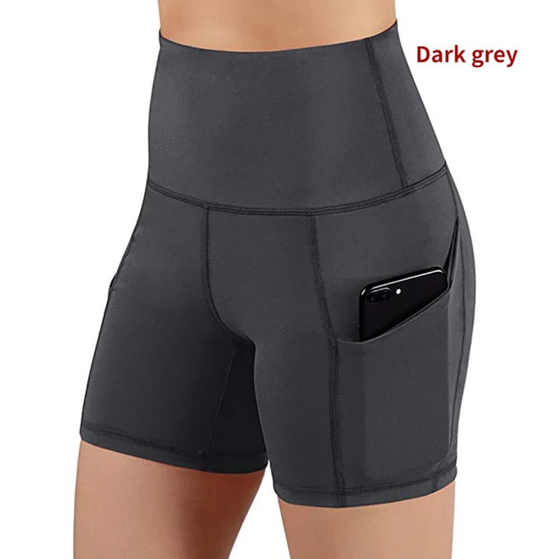 Fashion Women'S Shorts with Pocket High Waist Elastic Yoga Leggings Gym Running Sport Fitness Short Pants-Gennys fashion