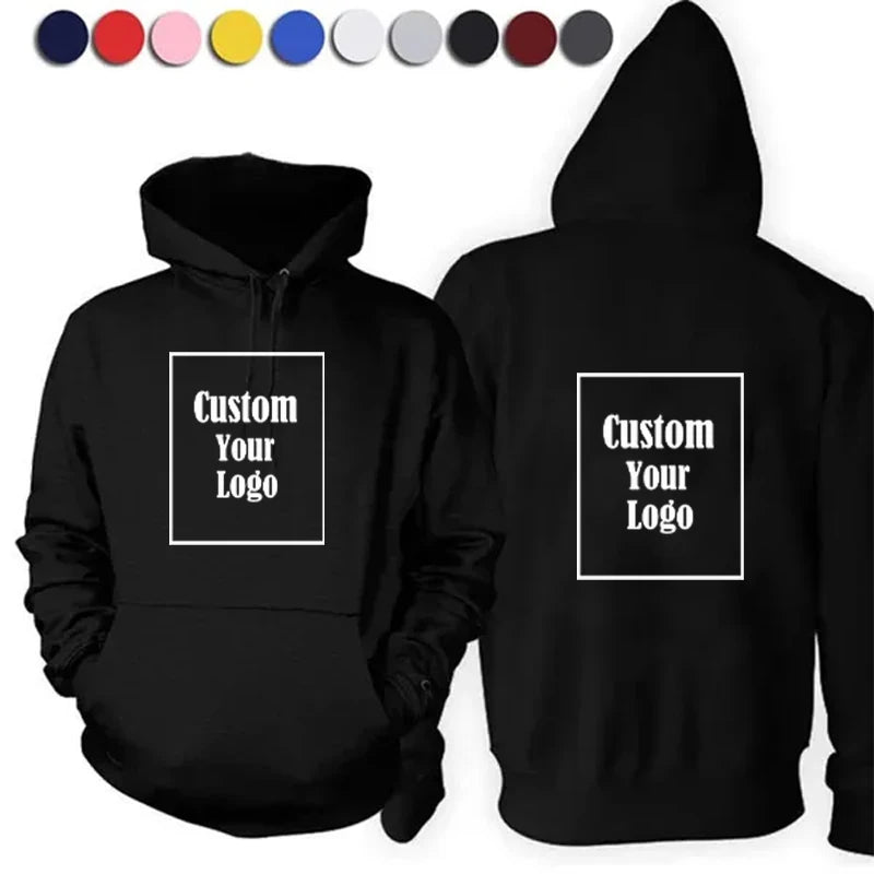 Men Sports Women Casual Hoodies Customize Your Logo Solid Color Pocket Hooded Fitness Fashio Unisex Pullovers Basic Sweatshirts-Gennys fashion