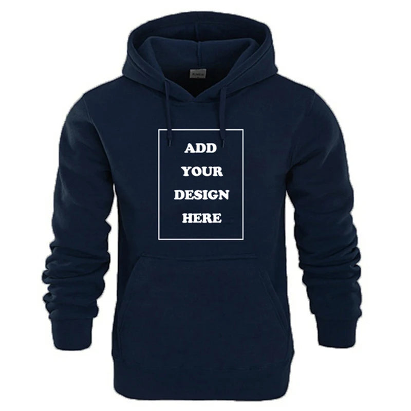 Men Sports Women Casual Hoodies Customize Your Logo Solid Color Pocket Hooded Fitness Fashio Unisex Pullovers Basic Sweatshirts-Gennys fashion