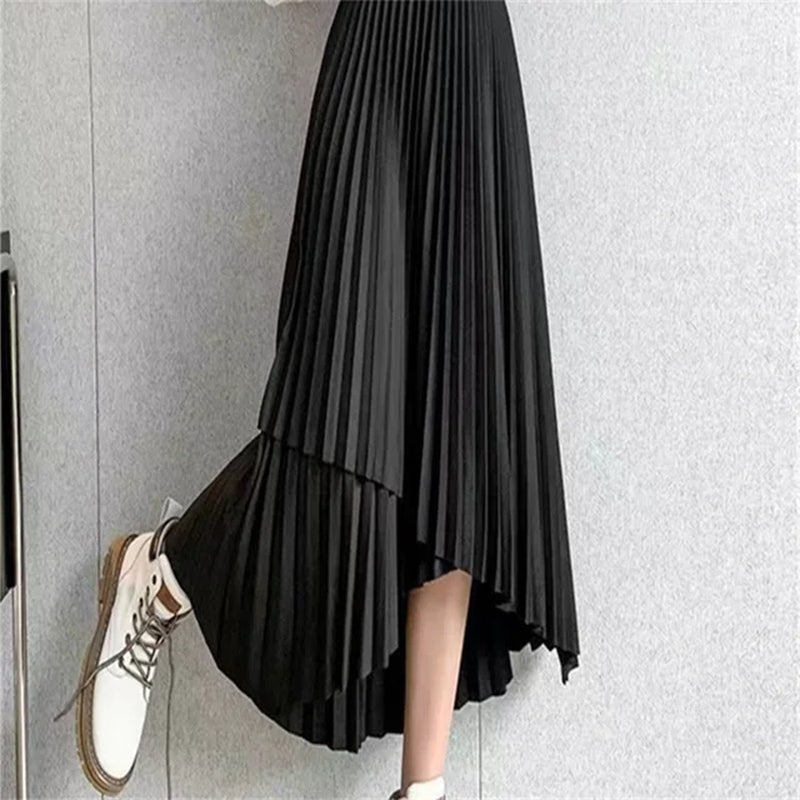 Elegant Mid-Length All-Match High-Waist Slimming Flocking Floral Mesh Long Gauze Skirts Women 2023 Autumn Winter High Waisted-Gennys fashion