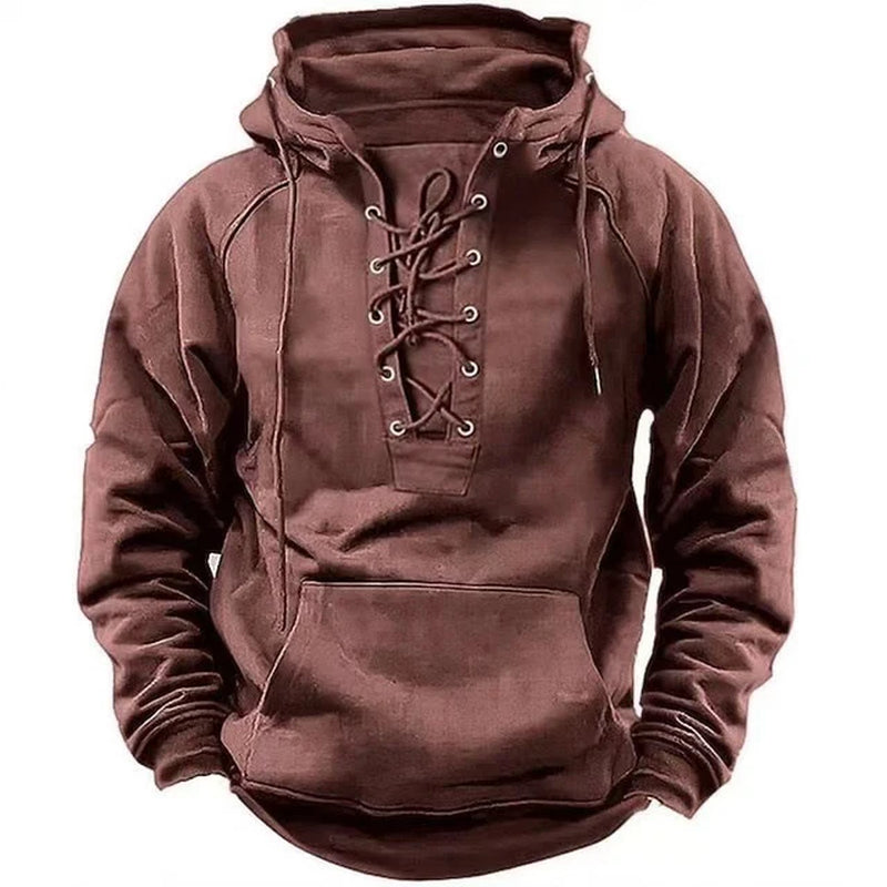 Fashion Drawstring Sweatshirt Men Clothing Vintage Loose Pullovers Shirts Male Autumn Winter Long Sleeve Hoodie Tops Streetwear-Gennys fashion