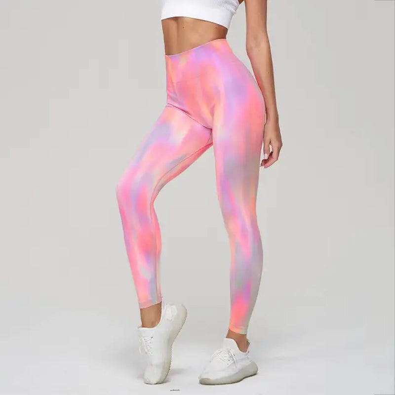 Tie Dye Seamless Leggings Scrunch Butt Lifting Legging Push up Workout Elastic Tights Booty High Waist Yoga Pants Gym Leggings-Gennys fashion