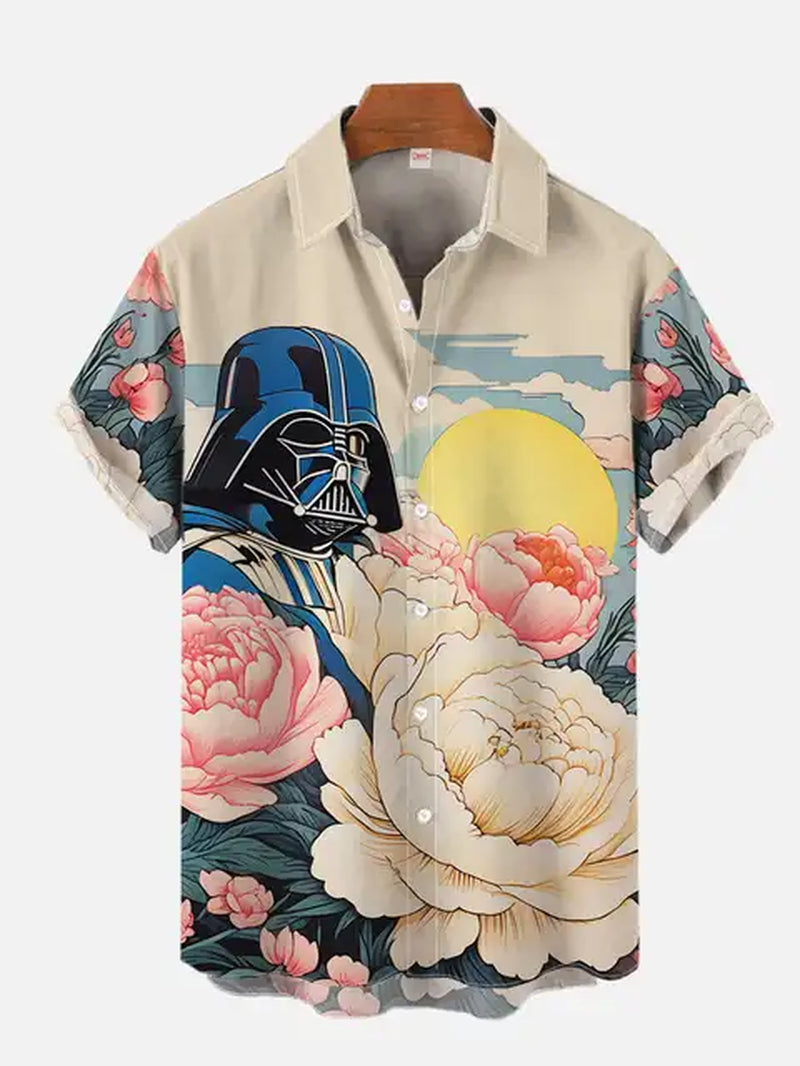 2024 Fashion Ukiyo-E Tropical Floral and Sci-Fi Space Samurai Printing Turndown Collar Hawaiian Short Sleeve Shirt Casual Shirts-Gennys fashion